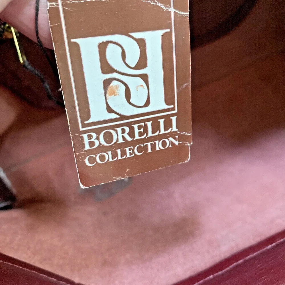 Vintage Borelli Collection Leather Clutch Purse Wine Burgundy Oxblood Red NEW